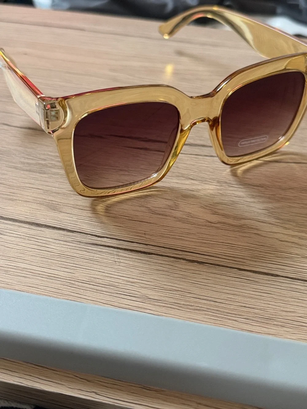 NWT LOFT Crystal Finish Square Sunglasses Yellow OS